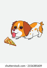 Brittany Dog Pizza Funny Vector Clipart