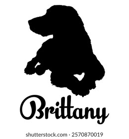 Brittany dog silhouette, dog breeds, logo, vector, silhouette,  animal, illustration, icon, sign, design, black, symbol, pet, love
