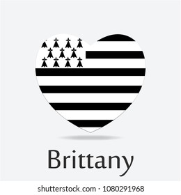 Brittany Flag in Heart Shape