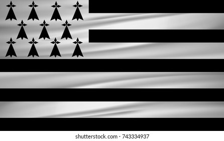 brittany flag vector. Vector of brittany flag blowig in the wind. EPS 10.