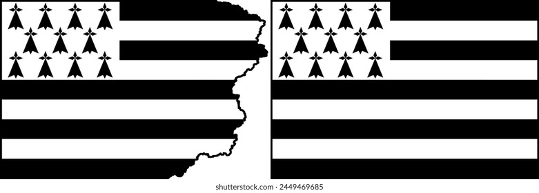 Brittany flags vector. Standard flag and with torn edges