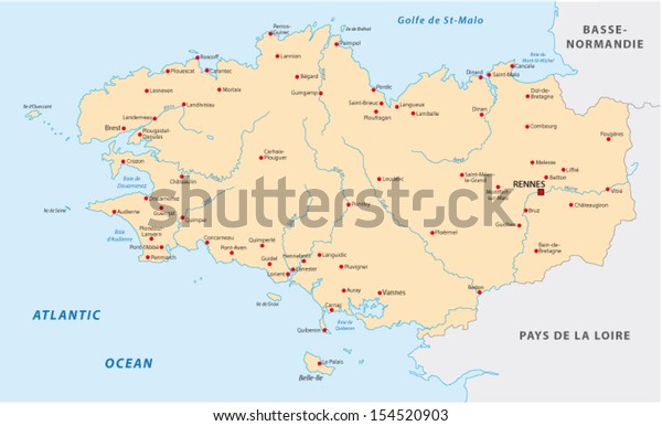 Brittany France Map Stock Vector (Royalty Free) 154520903