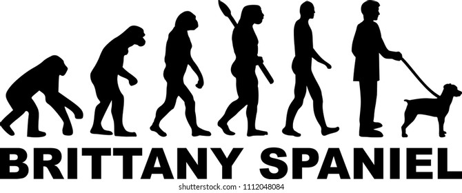 Brittany Spaniel evolution with word in black 