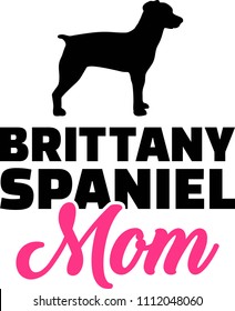 Brittany Spaniel mom silhouette with pink word