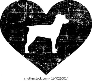 Brittany Spaniel silhouette in black heart