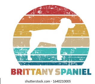 Brittany Spaniel silhouette vintage and retro