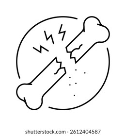brittle bone osteoporosis bone line icon vector. brittle bone osteoporosis bone sign. isolated contour symbol black illustration