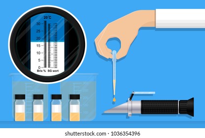 Brix wine lab food tool test toxic beer salt drop water sugar meter acid check juice level scale fluid fruit liquid result purity health device sucrose control farmer protein quality industry accurate