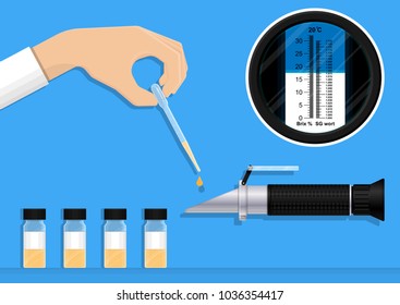 Brix wine lab food tool test toxic beer salt drop water sugar meter acid check juice level scale fluid fruit liquid result purity health device sucrose control farmer protein quality industry accurate