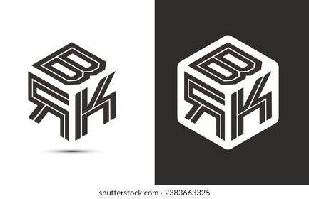 BRK letter logo design with illustrator cube logo, vector logo modern alphabet font overlap style. Premium Business logo icon. White color on black background