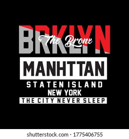 Brklyn, New York, slogan typography graphic artistic concept for trendy t shirt print, illustration art - vector