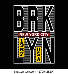 BRKLYN nyc usa typography, vector illustration