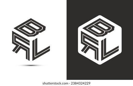 BRL letter logo design with illustrator cube logo, vector logo modern alphabet font overlap style. Premium Business logo icon. White color on black background svg