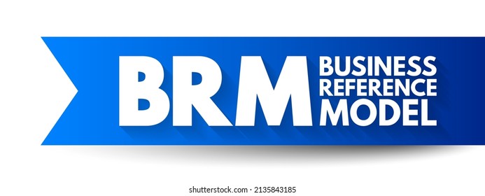 BRM Business Reference Model - concentrating on the functional and organizational aspects of the core business of an enterprise, service organization or government agency, acronym text concept