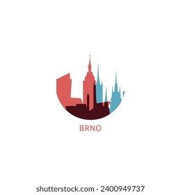 Brno cityscape skyline city panorama vector flat modern logo icon. Czech Republic region town emblem idea with landmarks and building silhouettes