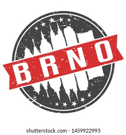 Brno Czech Republic Round Travel Stamp. Icon Skyline City Design. Seal Tourism Seal Badge Illustration.