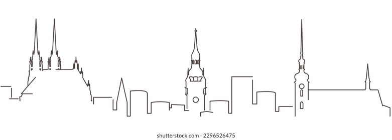 Brno Dark Line Simple Minimalist Skyline With White Background