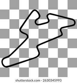 Circuito Internacional de Brno. Mapa de vetor de pista de corrida de automobilismo com fundo de bandeira de corrida