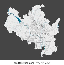 Brno map. Detailed map of Brno city administrative area. Cityscape panorama. Royalty free vector illustration. Outline map with highways, streets, rivers. Tourist decorative street map.