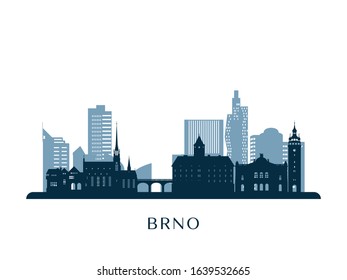 Brno skyline, monochrome silhouette. Vector illustration.