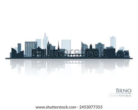 Brno skyline silhouette with reflection. Landscape Brno, Czech Republic. Vector illustration.