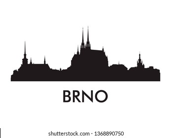 Brno skyline silhouette vector of famous places