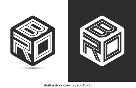 BRO letter logo design with illustrator cube logo, vector logo modern alphabet font overlap style. Premium Business logo icon. White color on black background