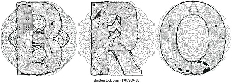 BRO with mandalas. Vector decorative zentangle object for coloring
