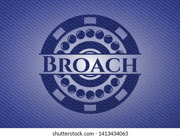 Broach badge with jean texture. Vector Illustration. Detailed.