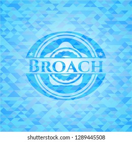 Broach realistic light blue emblem. Mosaic background