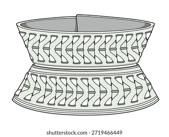 Desenho plano técnico modelo de maquete de vetor de correia larga para mulheres.