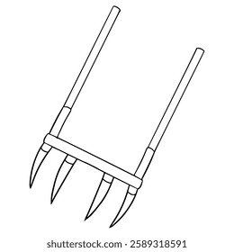 broad fork illustration hand drawn outline vector