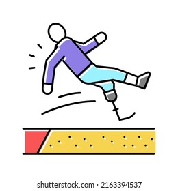 broad jump handicapped athlete color icon vector. broad jump handicapped athlete sign. isolated symbol illustration