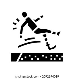 broad jump person with a disability athlete glyph icon vector. broad jump person with a disability athlete sign. isolated contour symbol black illustration