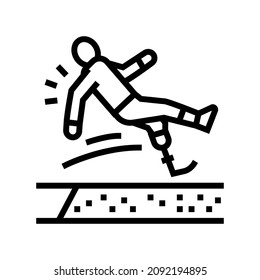 broad jump person with a disability athlete line icon vector. broad jump person with a disability athlete sign. isolated contour symbol black illustration