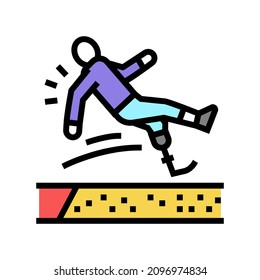 broad jump person with a disability athlete color icon vector. broad jump person with a disability athlete sign. isolated symbol illustration