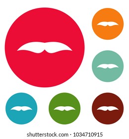 Broad mustache icons circle set vector isolated on white background