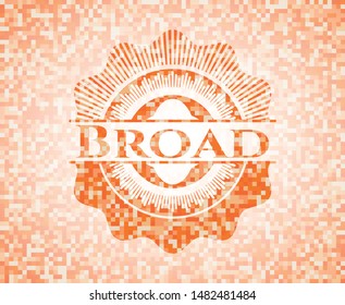 Broad orange mosaic emblem with background