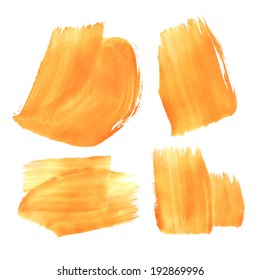 Broad strokes of orange gouache paint