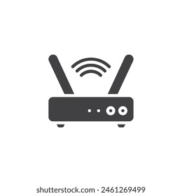 Icono de Vector de conexión de banda ancha. Signo plano relleno para concepto móvil y Diseño web. Icono de glifo del router Wifi. Símbolo de la señal del módem, ilustración del logotipo. Vector gráfico