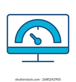 Icono de banda ancha en diseño plano monocromo azul, Ilustración vectorial