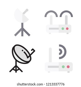 broadband icon set. vector set about router and satellite dish icons set.