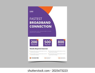 Breitband-Internet-Flyer-Vorlage.Hochgeschwindigkeits-Internetflyer-Faltblatt