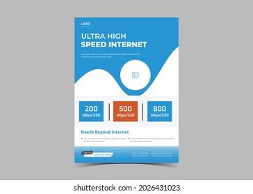 Broadband Internet Flyer Template.high speed internet flyer leaflet poster design