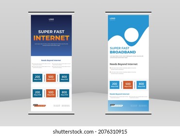 Broadband Internet Roll Up Banner Design, High Speed Internet Roll Up Leaflet Template. Broadband Internet Poster Template.Broadband Internet Poster DL Flyer, Trend Business Roll Up Banner Design