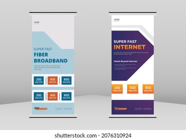 Broadband Internet Roll up Banner Design, High speed internet Roll up leaflet template. Broadband Internet poster template.Broadband Internet poster DL Flyer, Trend Business Roll Up Banner Design