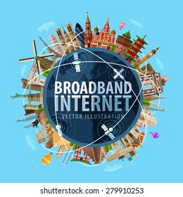 Broadband Internet Vector Logo Design Template. Communication, Connection, Liaison Or Online Icon.