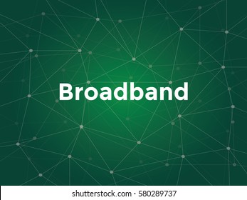 broadband white text illustration with green constellation map as background