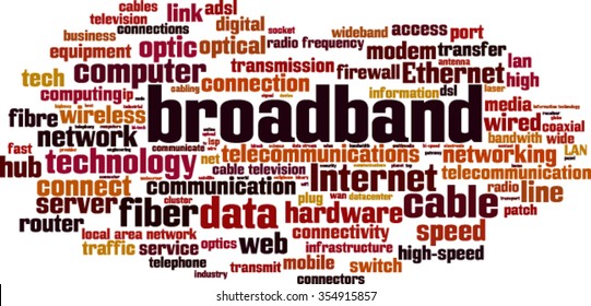 Broadband word cloud concept. Vector illustration