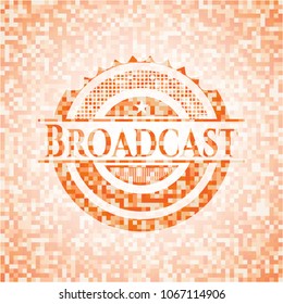  Broadcast abstract orange mosaic emblem